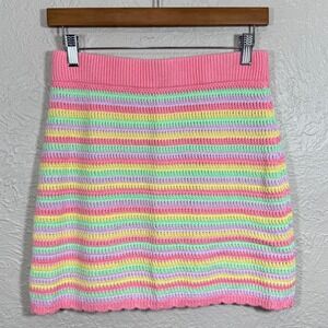 Coquette Kidcore Y2K Crochet Mini Skirt Medium Pastel Tween 90s Scallop Girly‎